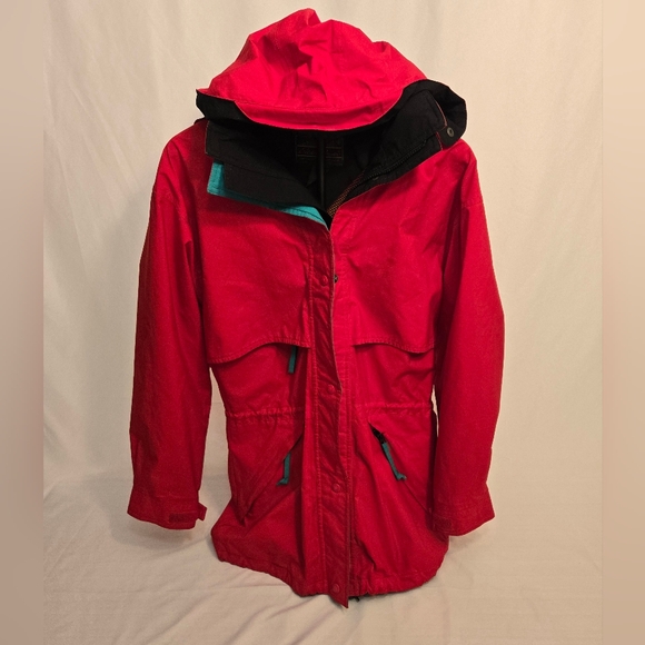 Vintage 90s Eddie Bauer Mens Teal Gore-Tex medium Rain Coat Jacket‎ Windbreaker - Picture 11 of 16